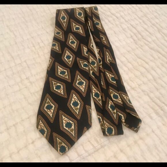 Vintage Oscar de la Renta Tie w/ Rose Design EUC - Picture 2 of 3